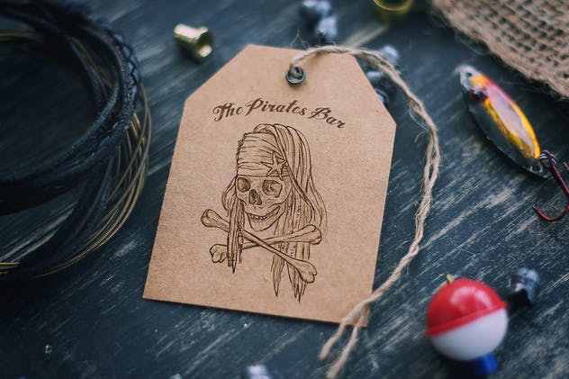 复古海洋动物吊牌标签样机 Sea Vintage Mock Up插图(5)