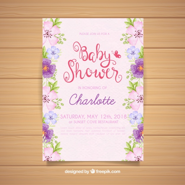 超美的宝宝洗礼邀请卡 Baby shower invitation插图