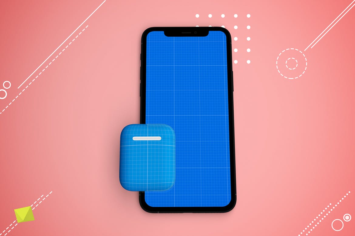 抽象设计风格iPhone 11手机&AirPods耳机素材库精选样机模板 Abstract iPhone 11 & AirPods Mockup插图(12)