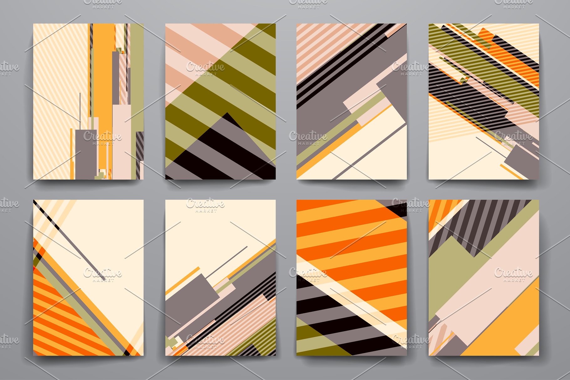 抽象图形背景小册子模板 Set of Beautiful Brochures插图(1)