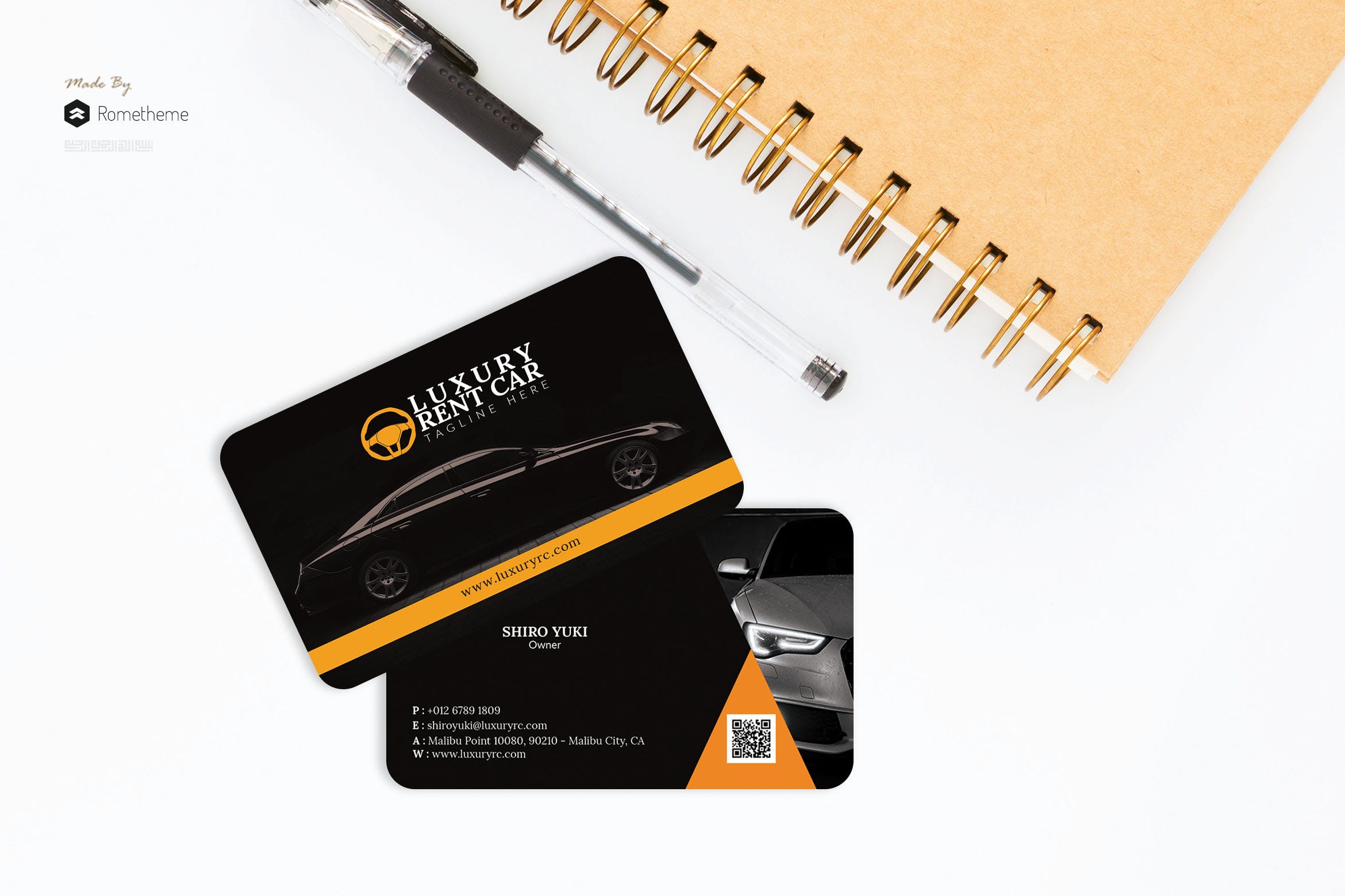 豪华小车租赁&销售公司素材库精选名片模板 Luxury Rent Car – Business Card RB插图