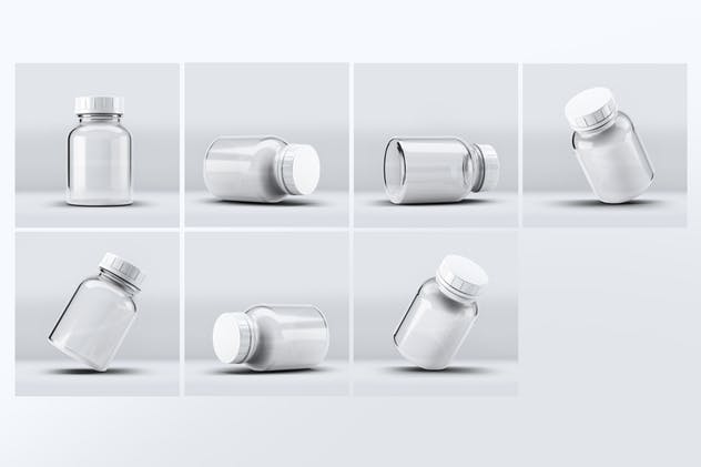 美容药品玻璃罐子瓶子样机 Pill Cosmetics Glass Bottle Mock-Up插图(4)