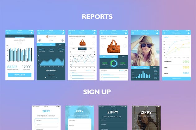 简约风社交媒体APP UI套件 Zippy UI Kit插图(1)
