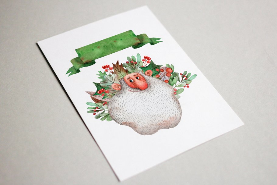 圣诞老人的小帮手水彩插画素材插图(8)