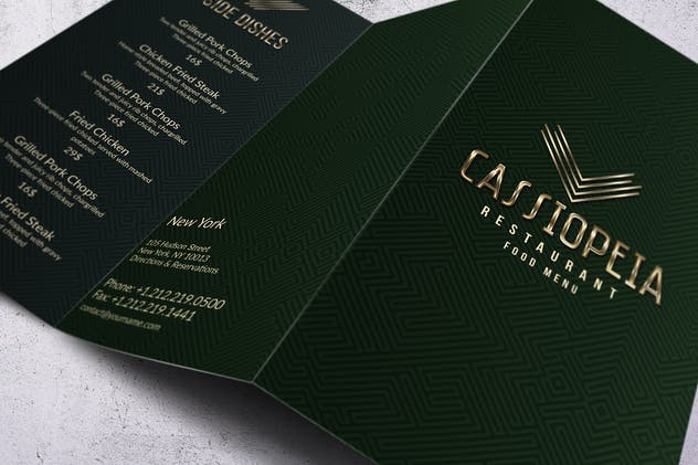 酷黑现代简约风格A4三折页菜单设计模板 Cassiopeia A4 Trifold Menu插图(4)