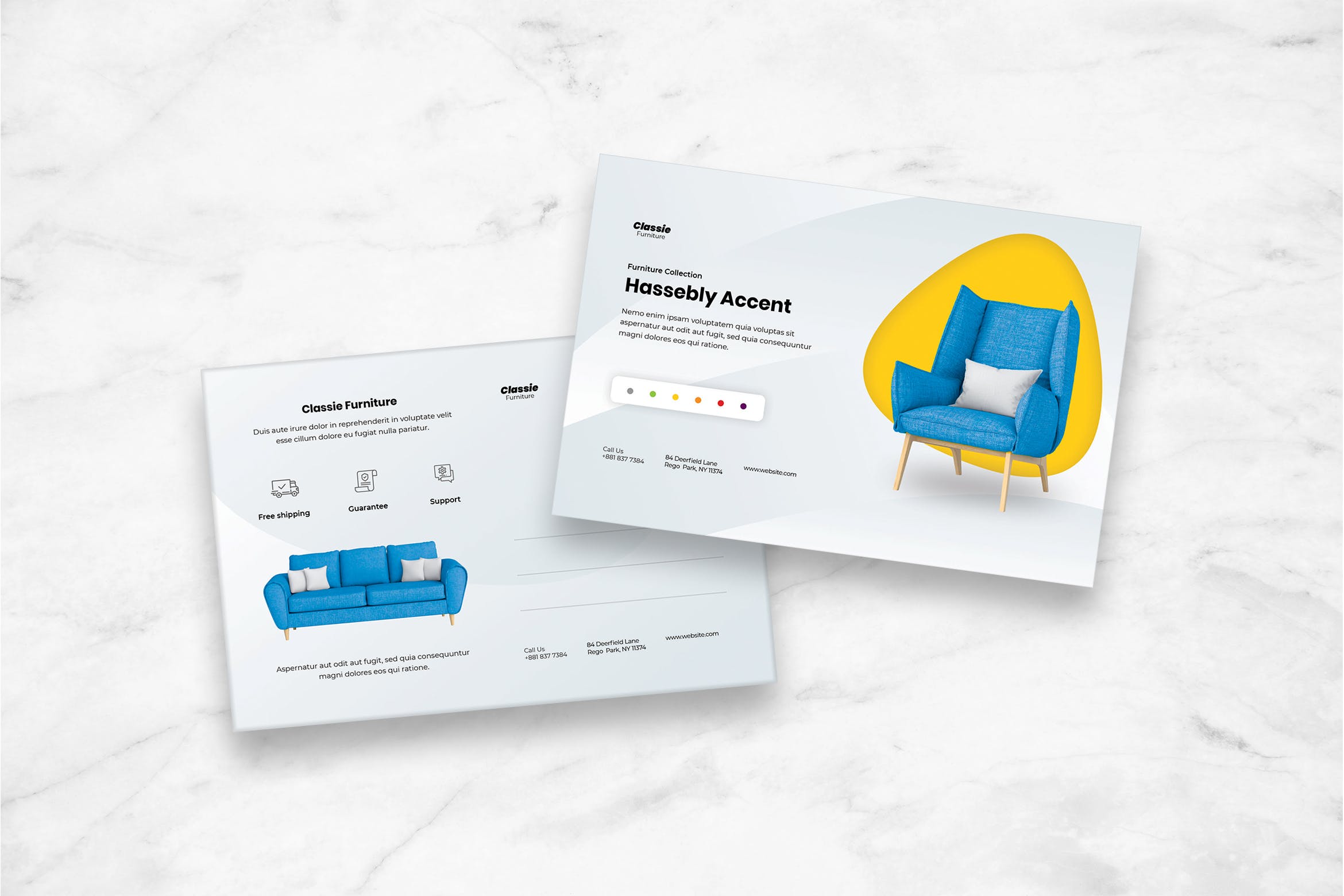 布艺沙发家具品牌明信片设计模板 Postcard插图