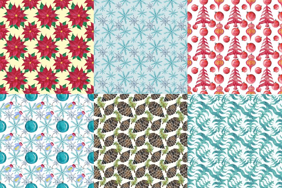 可爱冬日动物形象水彩图案 Cute Winter Animals Collection插图(3)