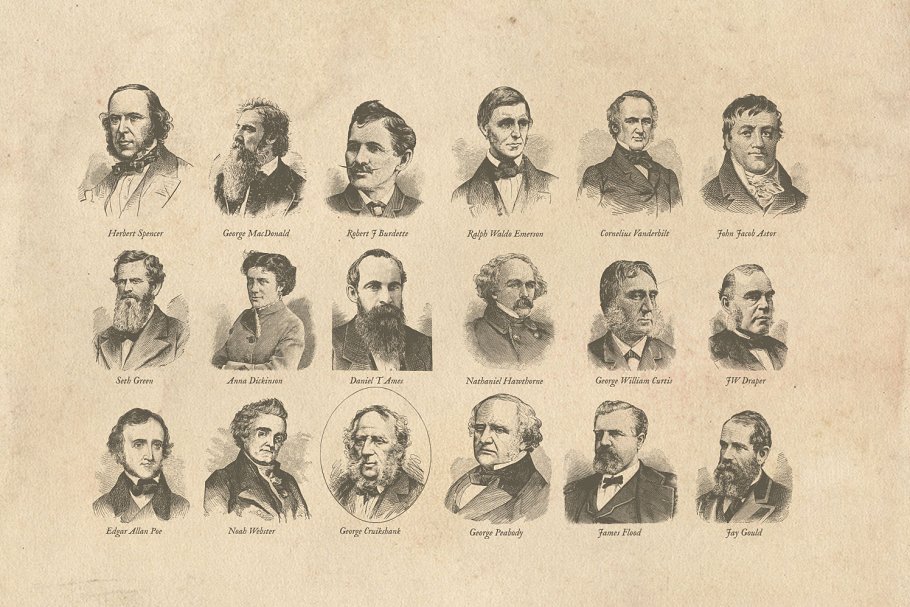 旧时代绅士&淑女人像插画素材 Vintage Lords & Ladies Graphics插图(5)