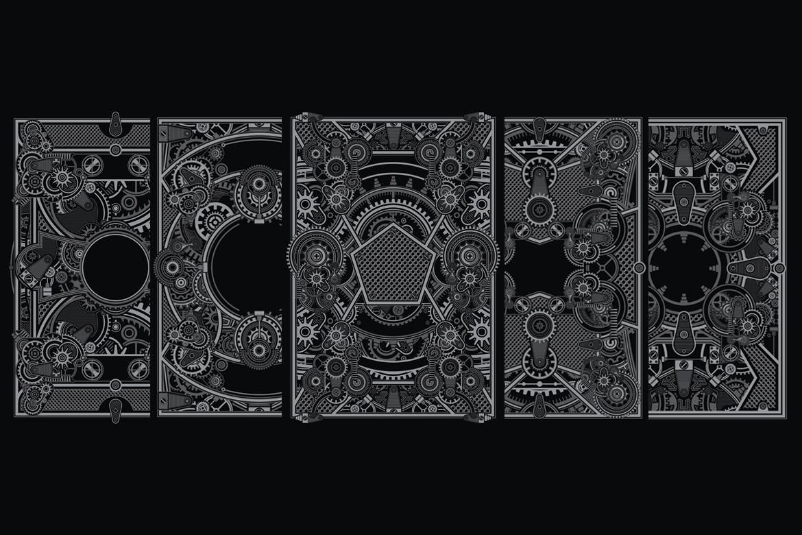 5款机甲设计背景海报PSD素材素材库精选模板 5 mecha poster template chptr 1插图