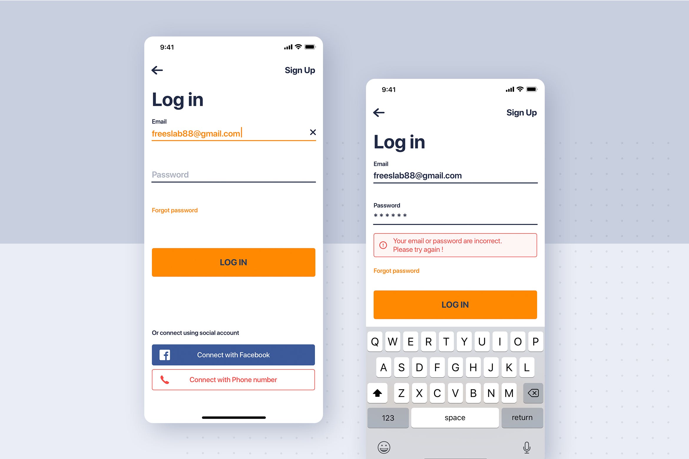 APP应用登录流程UI界面设计素材库精选模板 Login flow UI Concept插图