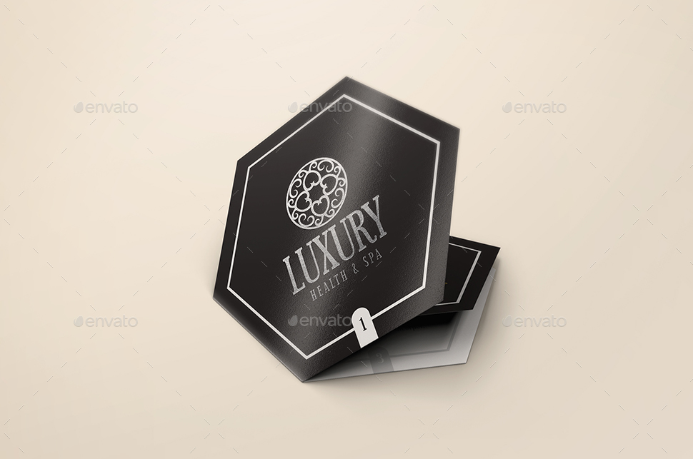 六边形折页宣传小册样机 Hexahedron Trifold Brochure Mock-Up插图(6)