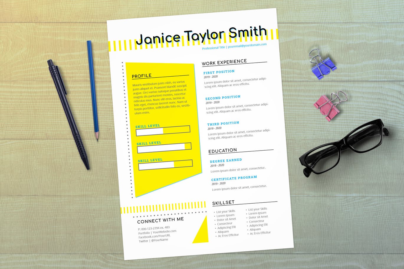 复古设计风格InDesign简历模板 InDesign Resume Template (Retro)插图