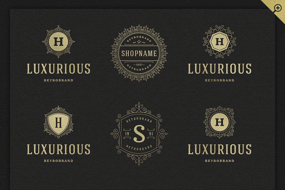 500个复古装饰风格Logo和徽章模板 500 ornaments logos & monograms插图(25)