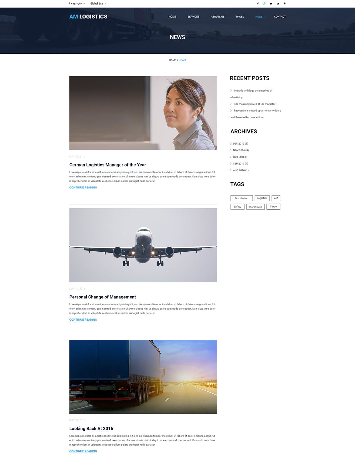 物流运输企业官网设计PSD模板 Amlogistic | Transportation & Logistics PSD Templa插图(7)