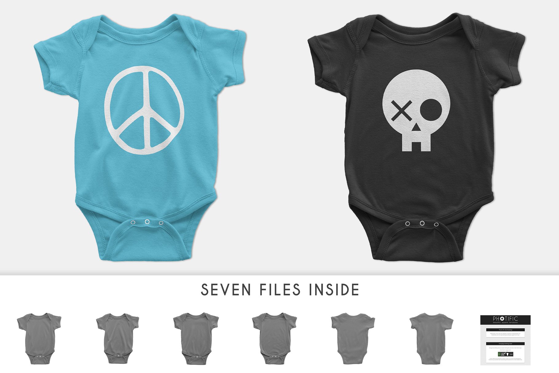 婴儿连体睡衣样机 Infant Lap Shoulder Onesie Mockups插图(2)