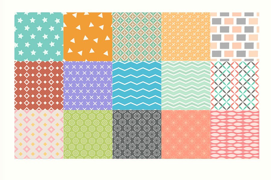 多边几何叠加图形礼品包装纸张设计纹理 Shapes Seamless Patterns插图(1)