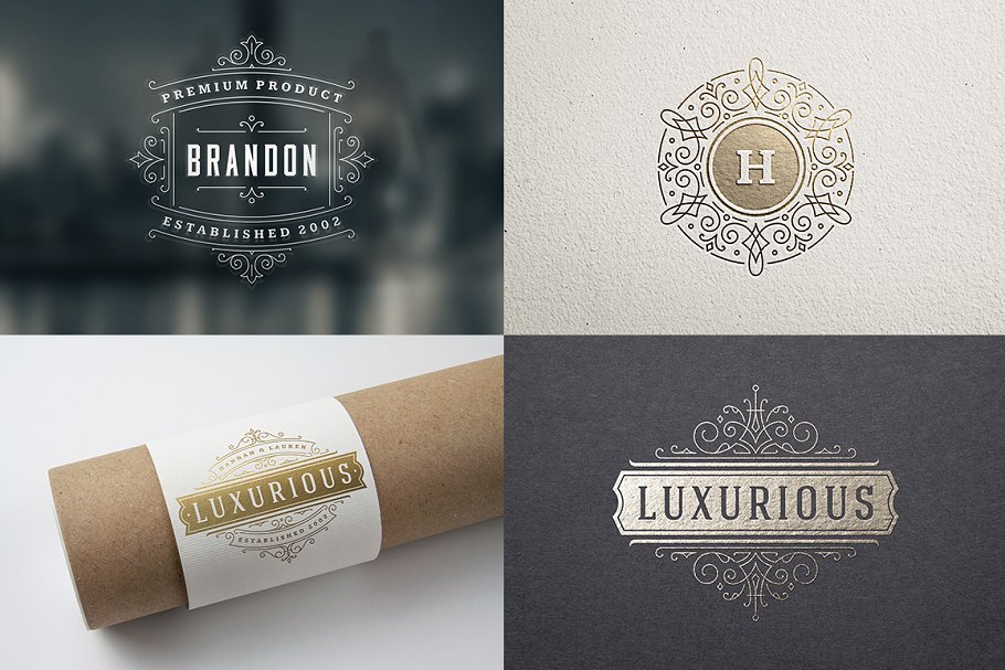 250个复古装饰风格Logo模板 250 ornaments logos & monograms插图(7)