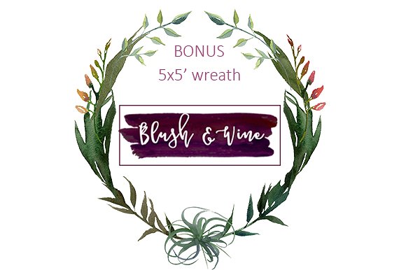 勃艮第白色水彩花卉插画 Burgundy White Watercolor Flowers插图(8)