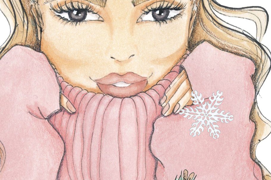 冬季圣诞节主题手绘插画套装 Winter Christmas Hand-painted Kit插图(5)