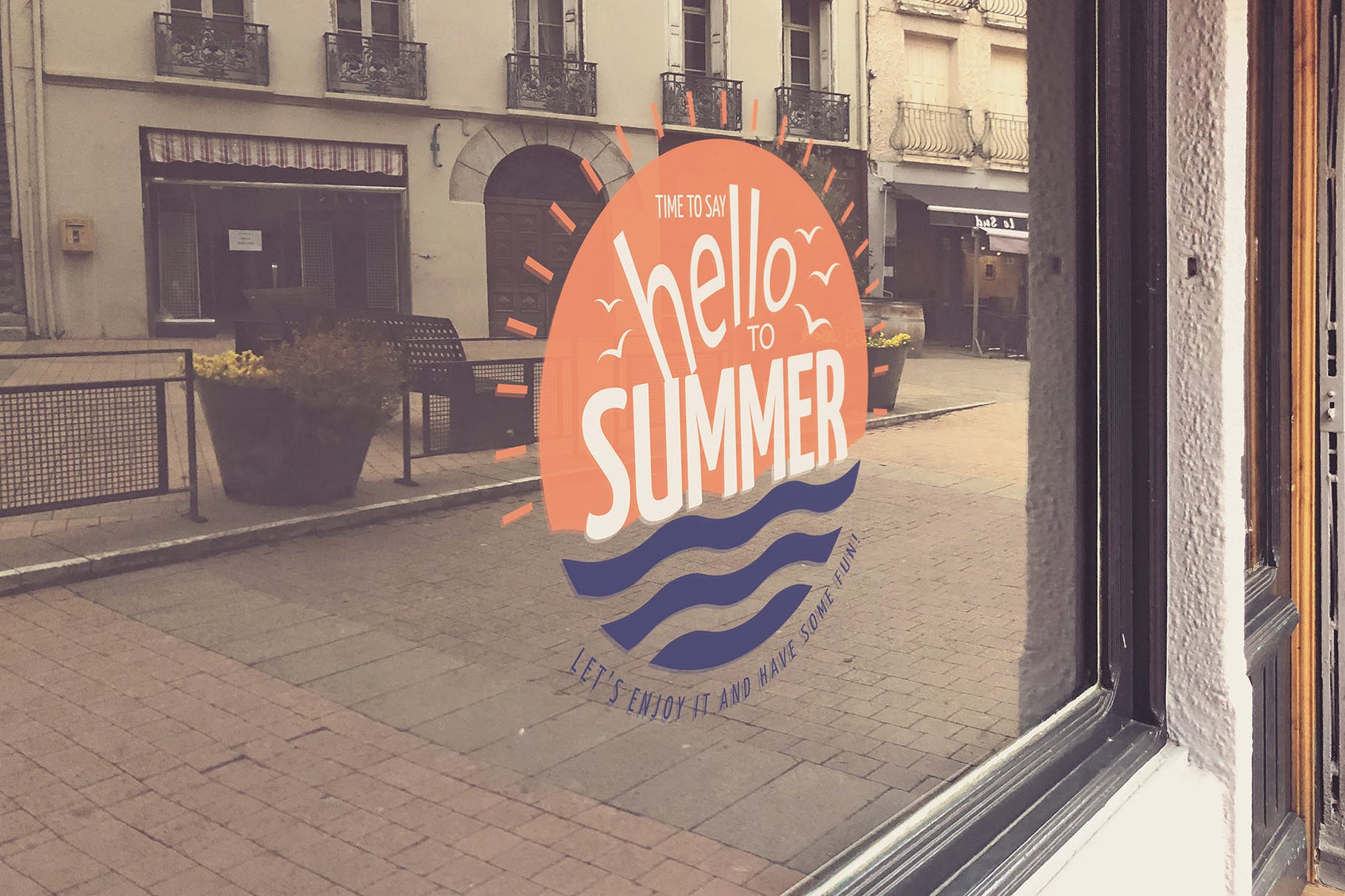 商店橱窗标志设计效果图样机模板 Shop Window Logo Mockup插图(2)