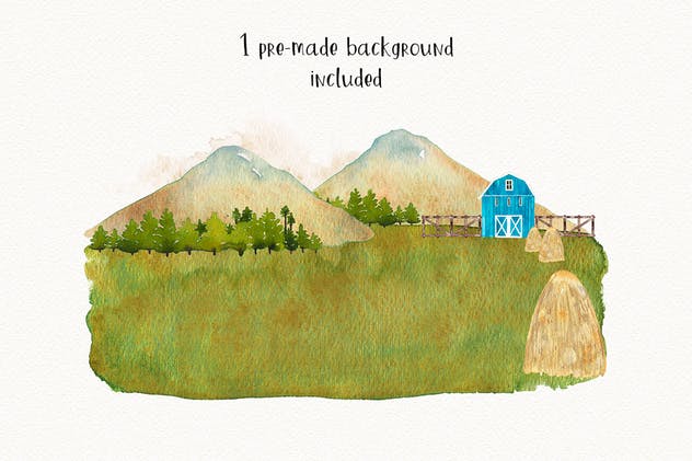 农场家畜动物水彩插画套装Vol.2 FARM ANIMALS watercolor set PART 2插图(2)