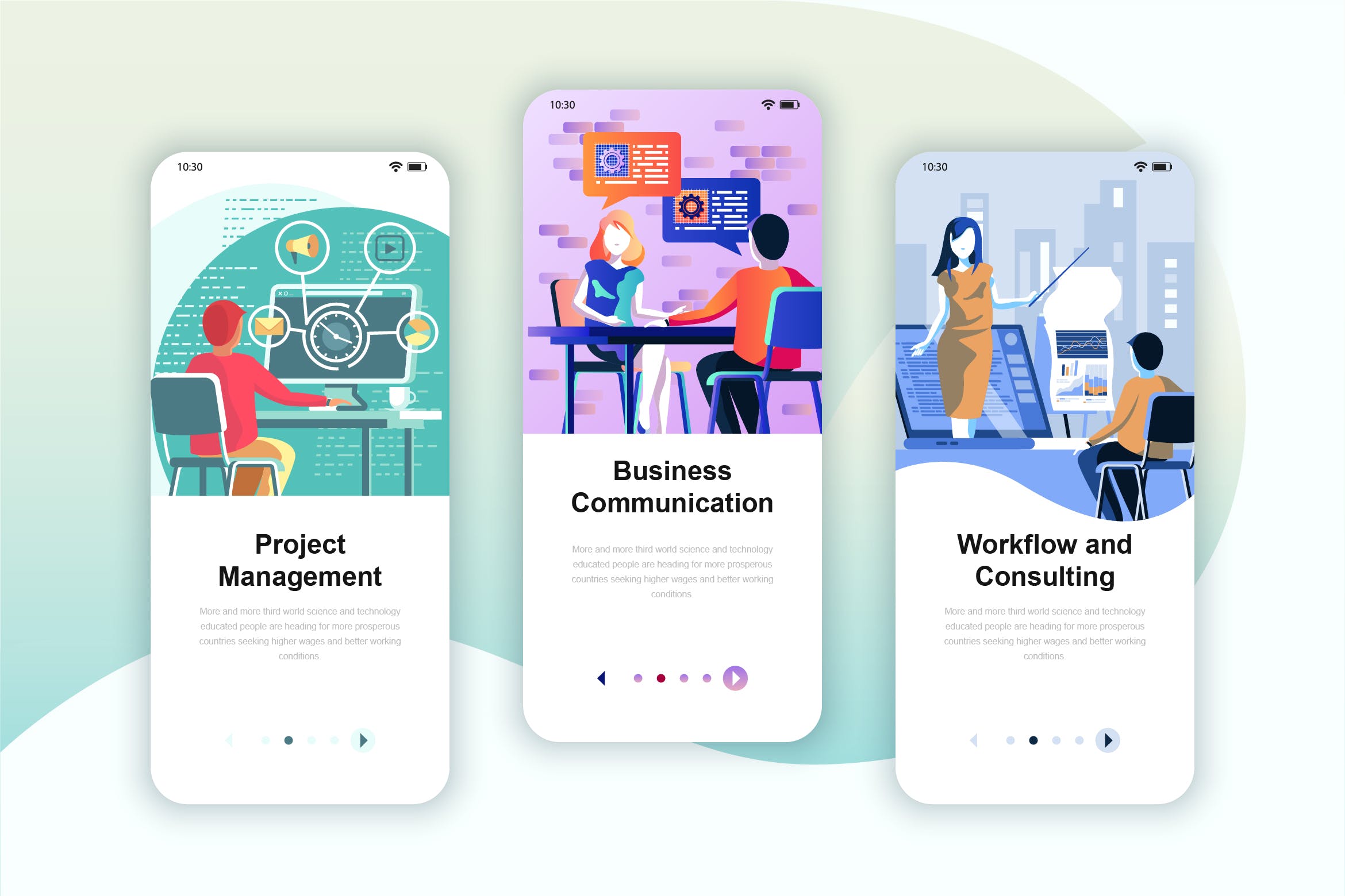 项目管理相关主题矢量插画APP引导页启动页设计模板 Instagram Stories Onboarding Screens Mobile App插图
