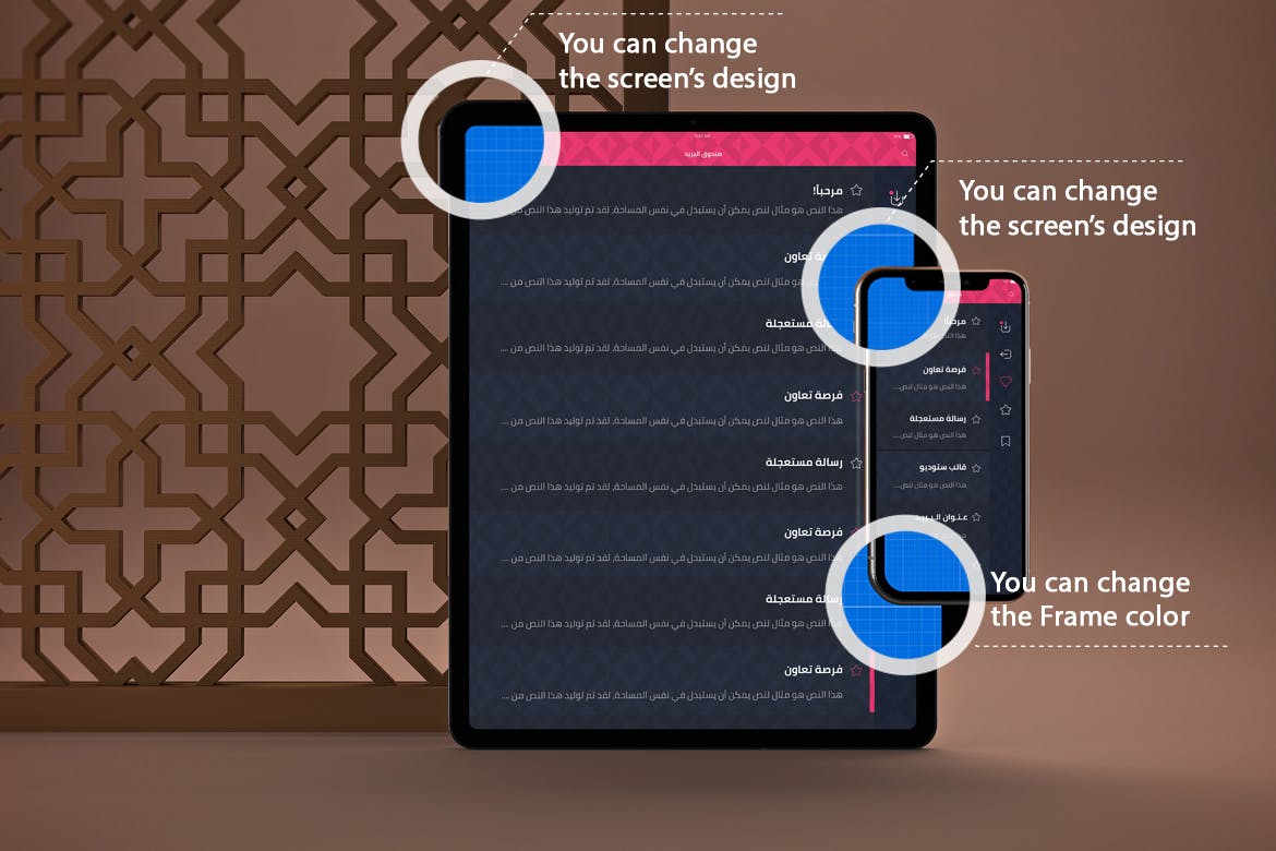 阿拉伯文APP应用iPhone XS和iPad Pro样机模板 Arabic iPhone XS & iPad Pro插图(1)