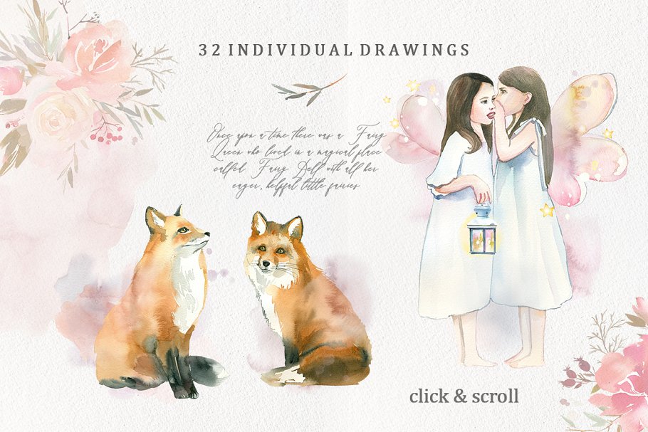 梦幻仙女水彩手绘插画素材合集[3GB] Dream – Fairy Watercolor Collection插图(9)