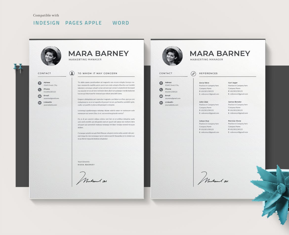 简约文字排版风格个人简历设计模板下载 Cv / Resume Template插图(2)