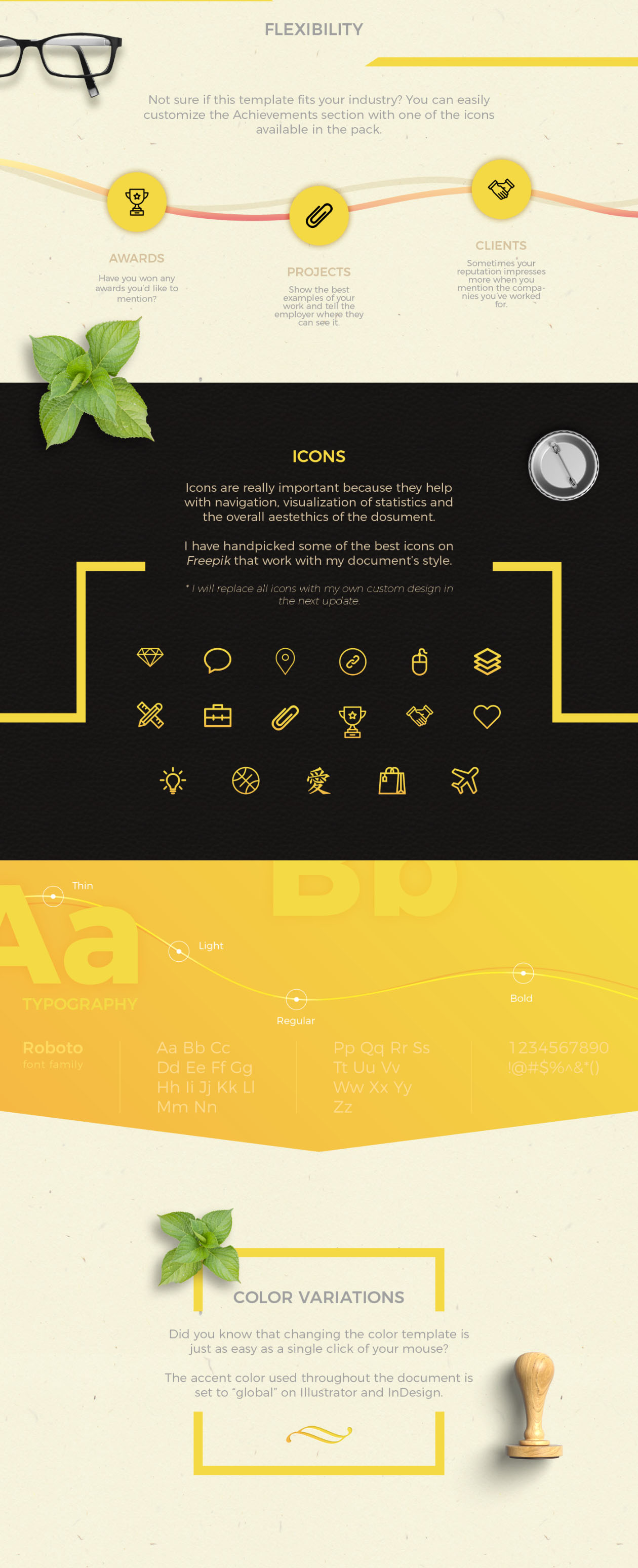 黄金比例设计个人简历及简历封面设计模板 Resume and Cover Letter Print Templates插图(2)