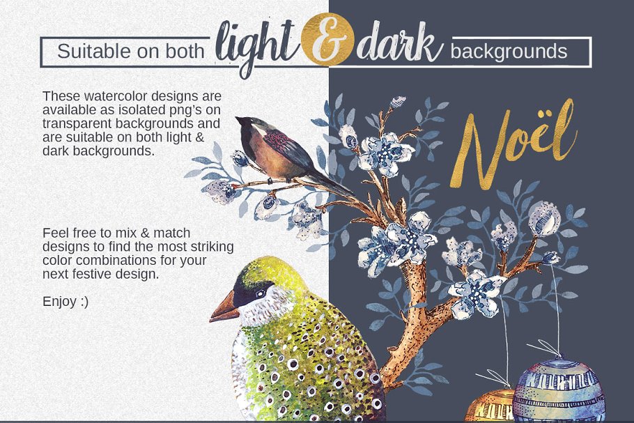圣诞水彩&墨水装饰元素合集[1.89GB] Christmas in Full Bloom (Watercolor)插图(3)