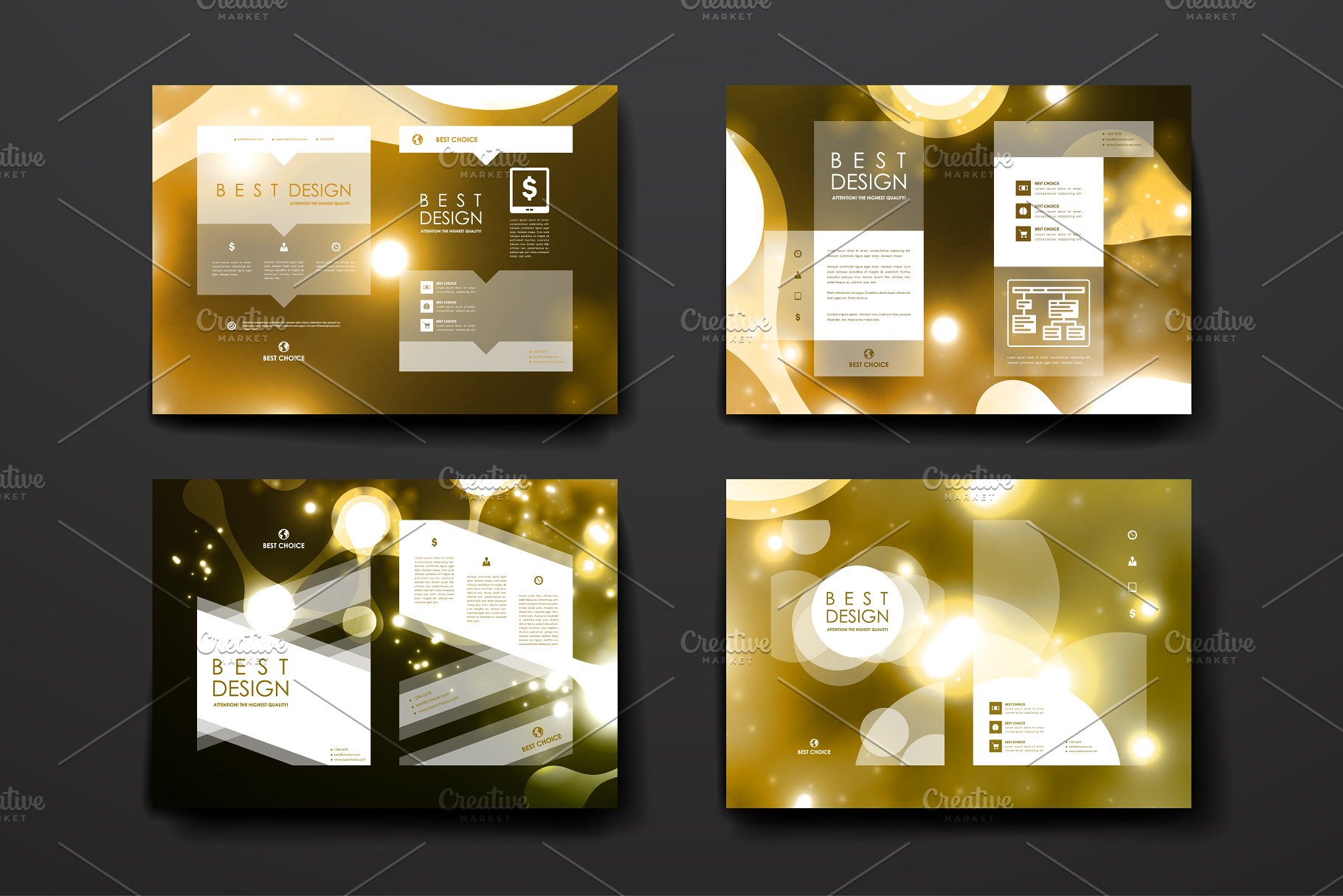 荧光DNA链条抽象图形画册模板 Set of Beautiful Brochures插图(6)