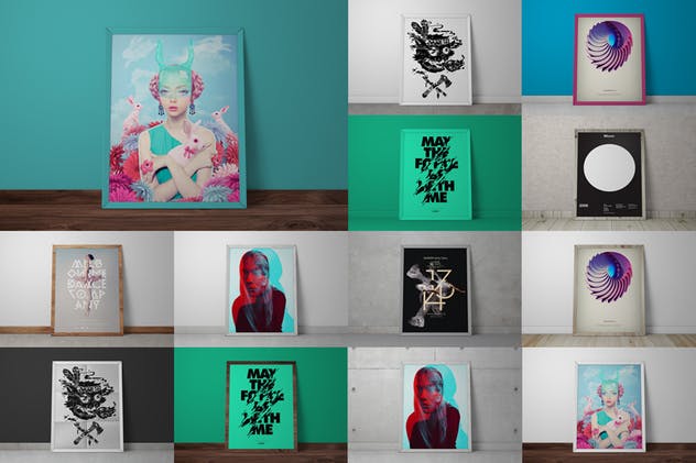 垂直摆放画框相框样机模板 Frame Mockup – Vertical插图(1)