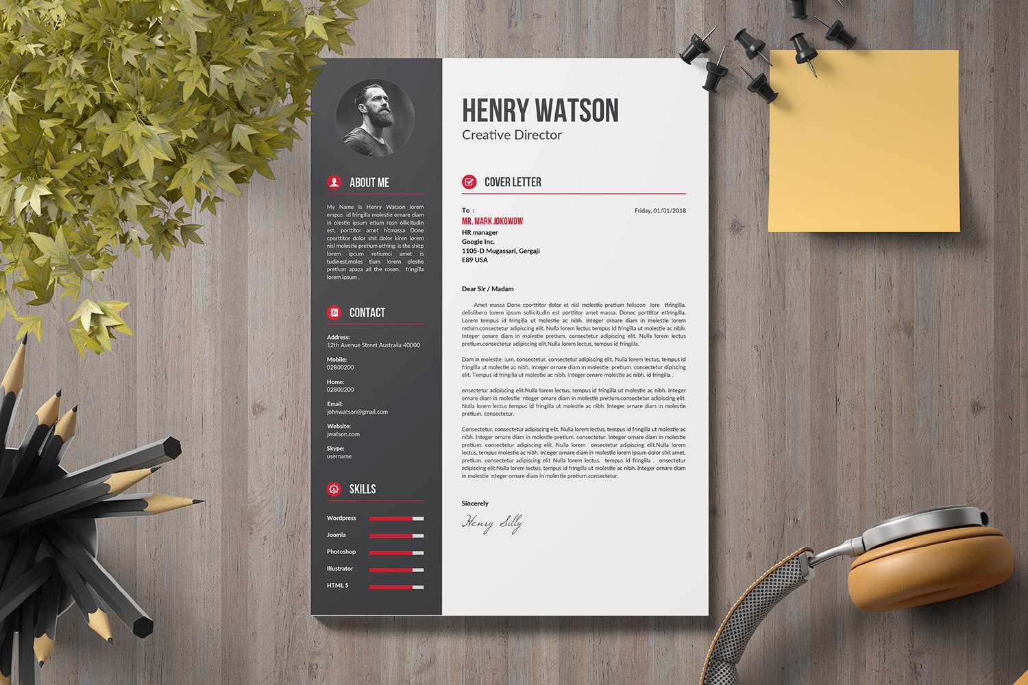 创意总监应聘简历模板 CV Resume插图(1)