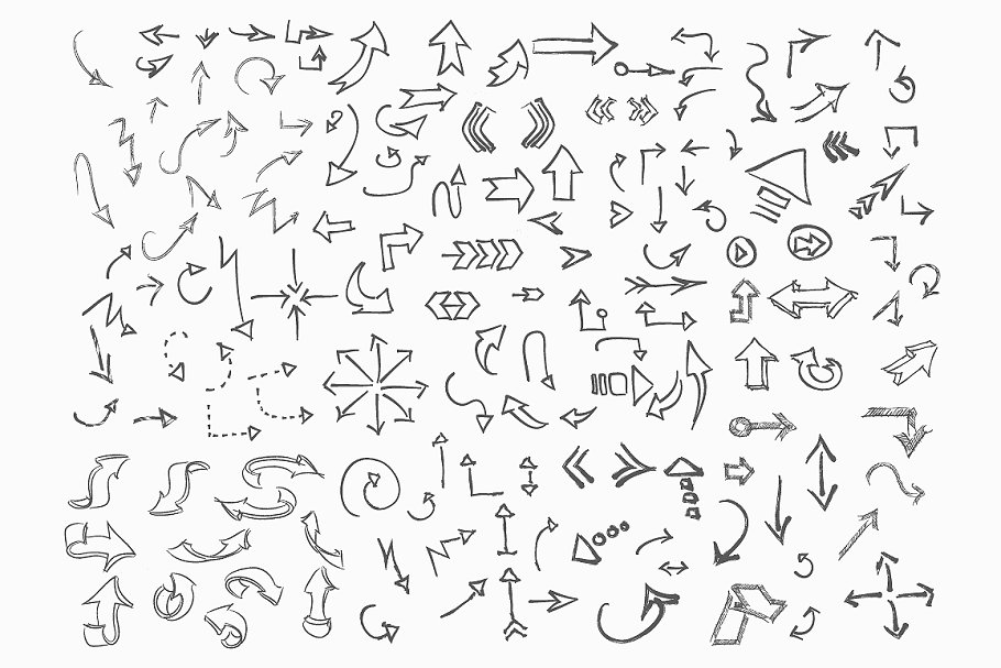 150款手绘箭头图形素材 150 Hand Drawn Vector Arrows插图(1)