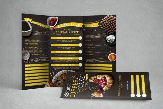 黑板报风格三折页咖啡店菜单设计模板 Blackboard Trifold Coffee Shop Menu插图(3)