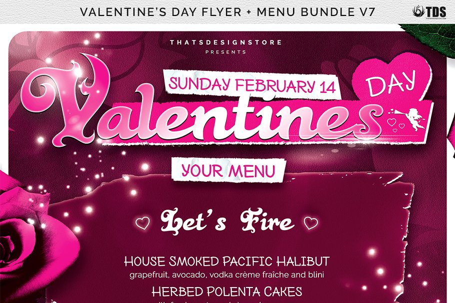 情人节主题传单PSD模板v7 Valentines Day Flyer+Menu PSD V7插图(8)
