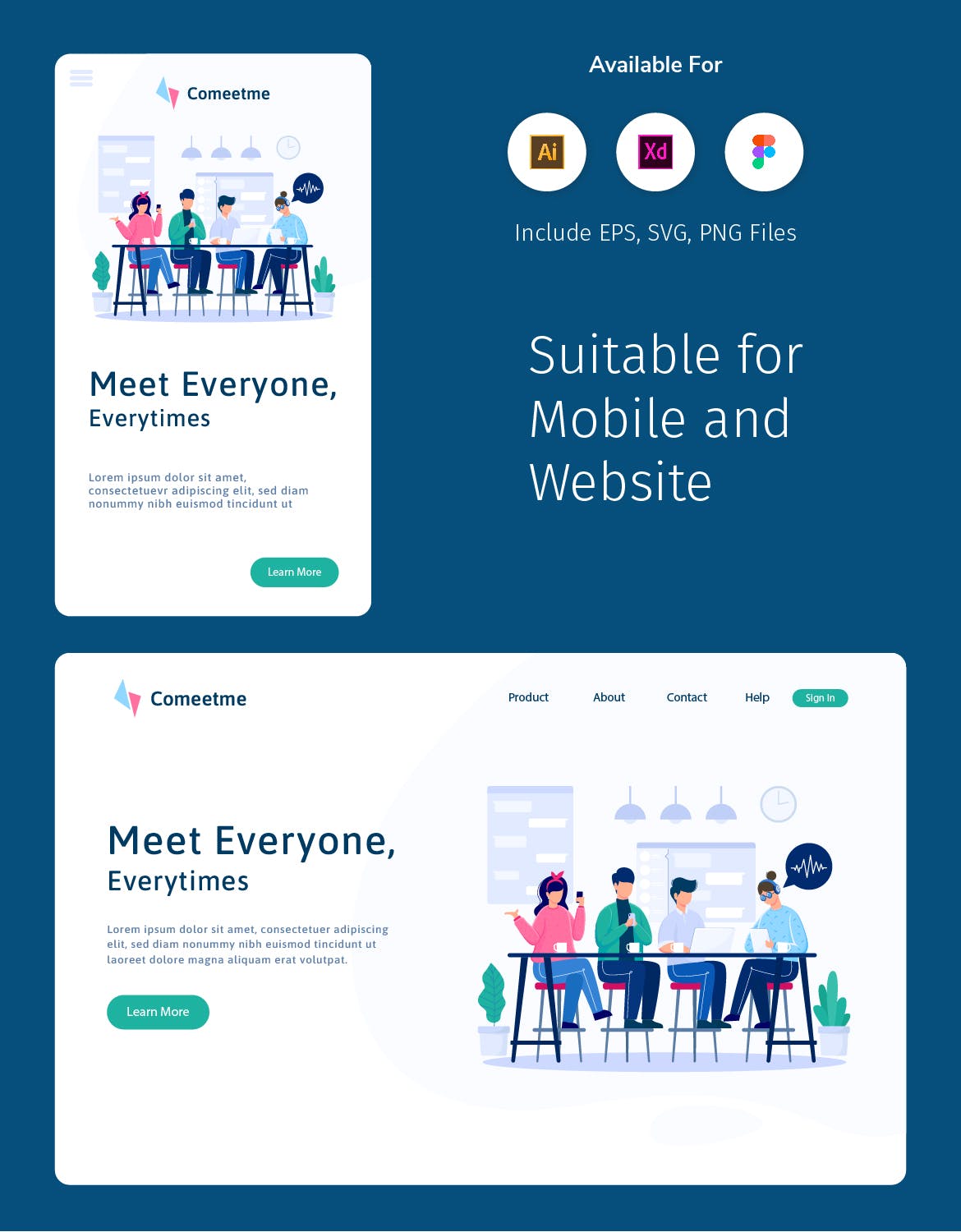 社交场景v1-咖啡桌矢量插画设计素材 COMMUNICO VOL. 1 – Cafe Table插图(1)