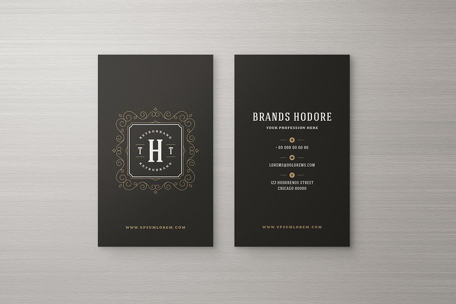 15款复古装饰风格企业名片设计模板 15 Ornaments Business Cards Bundle插图(14)