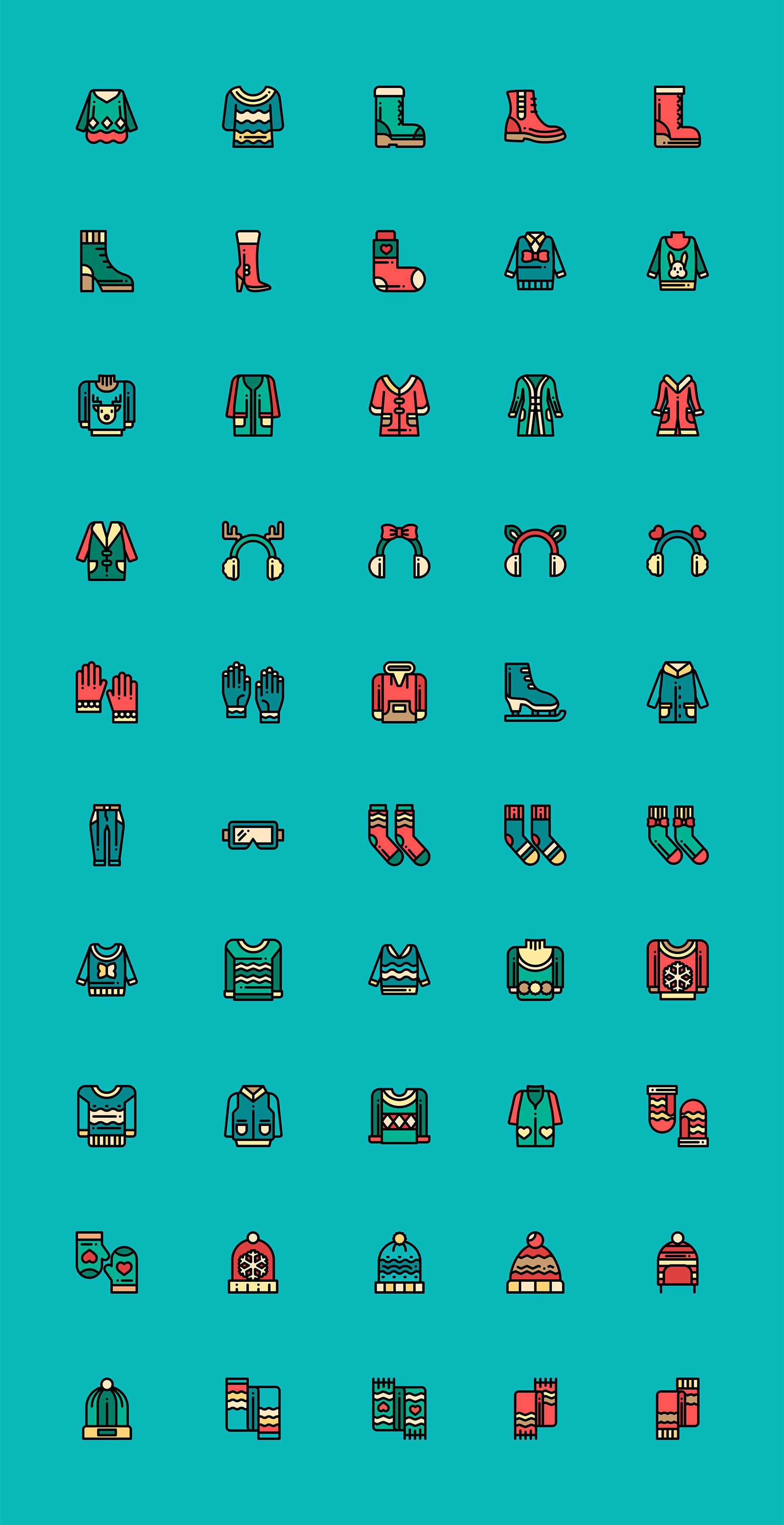 50 枚冬天服饰图标