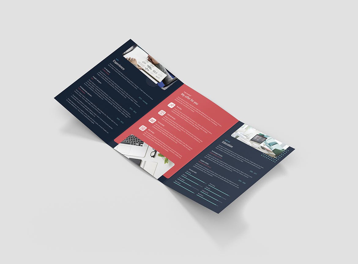 A5尺寸大小三折页个人简历彩页设计模板 Brochure – Resume Tri-Fold A5插图(6)