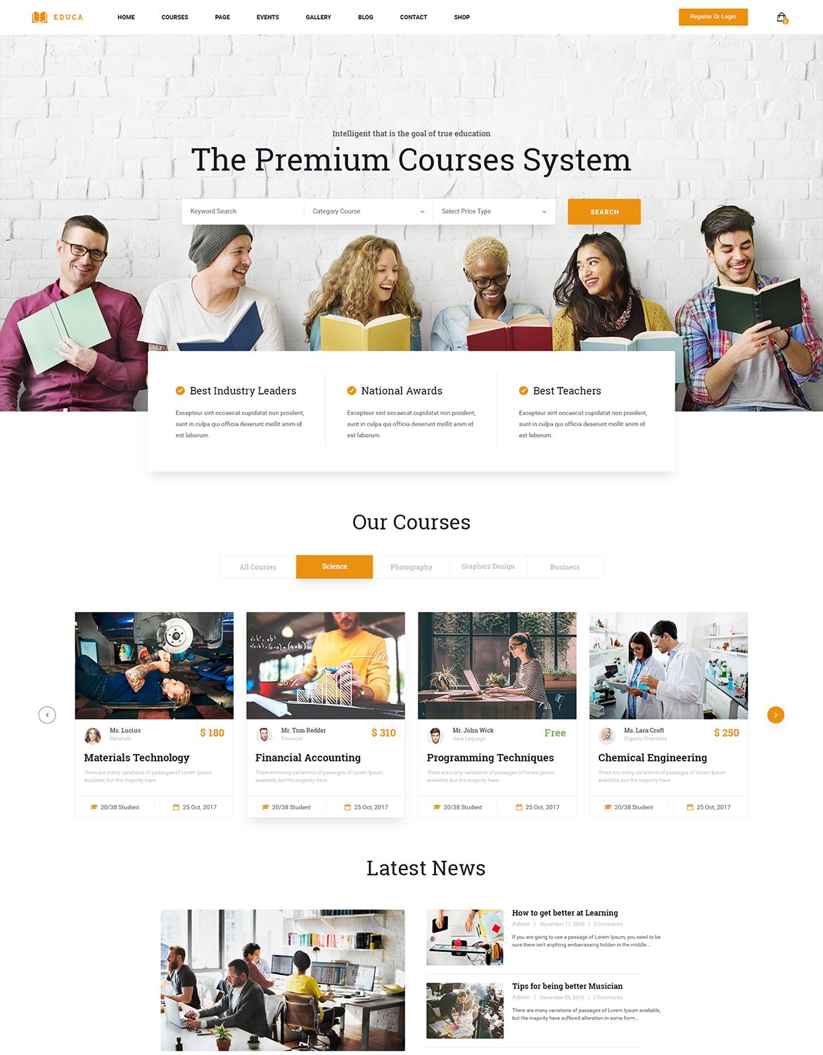在线教育&网络课程主题网站设计PSD模板 EDUCA | Multiconcept Education & Courses PSD Templ插图(1)