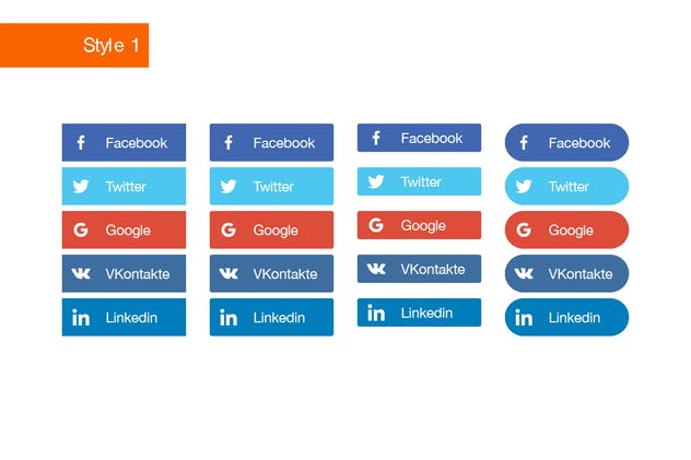 社交媒体登录按钮设计SKETCH素材 Social Login Buttons for Sketch插图(1)