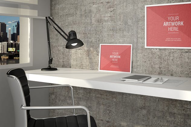 企业文化宣传企业办公场所画框样机 Design Office MockUp插图(1)