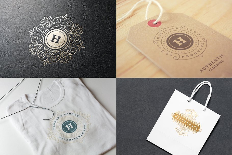 50款奢侈品品牌Logo设计模板 50 ornaments logos & monograms插图(6)