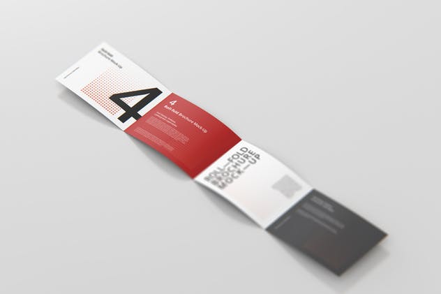 高分辨率折叠传单宣传册样机模板 Roll Fold Brochure Mockup Landscape Din A4 A5 A6插图(12)