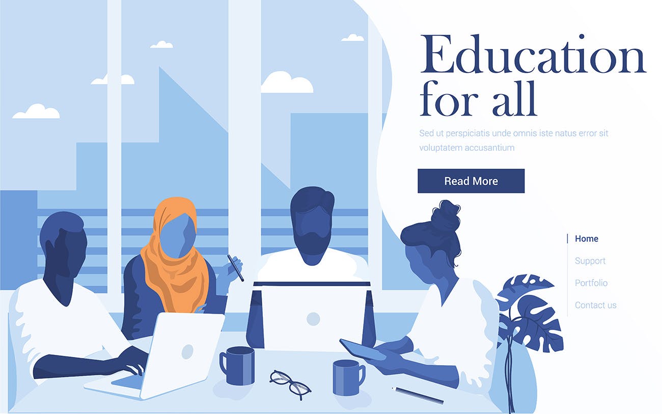 在线教育培训扁平化现代设计概念插画 Flat Modern design Illustration of Education插图(1)