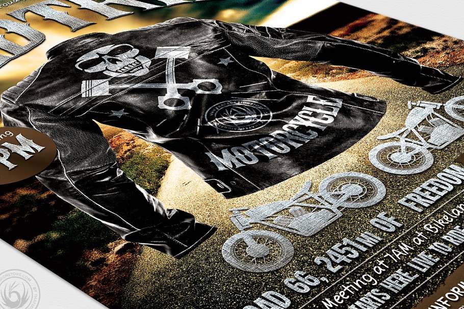 摩托车道路旅行PSD模板 Motorcycle Road Trip PSD Template插图(5)