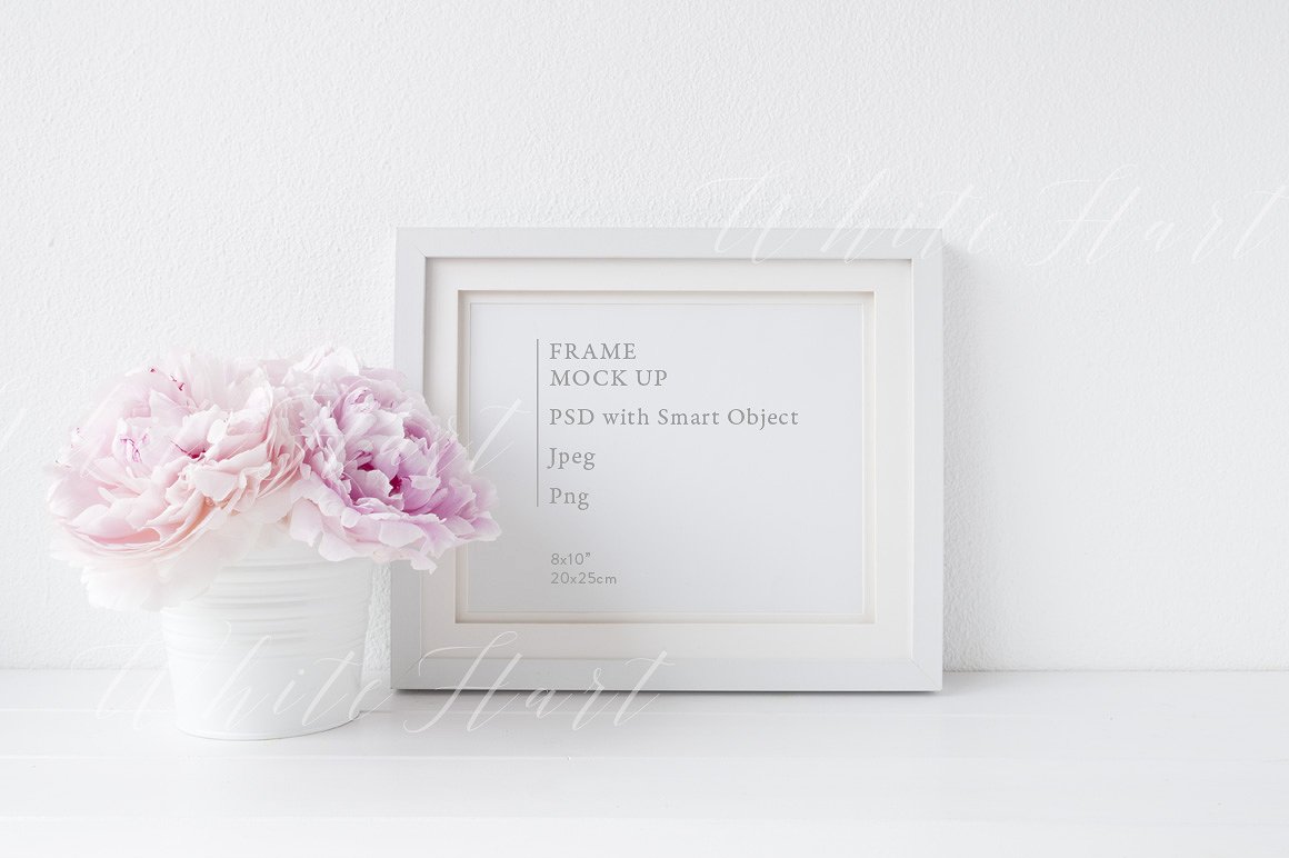 花饰相框样机模板 Landscape frame mock up – 8×10"插图