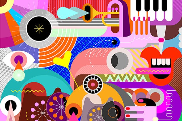 抽象创意艺术插画矢量素材v2 Abstract Digital Art vector design插图(1)